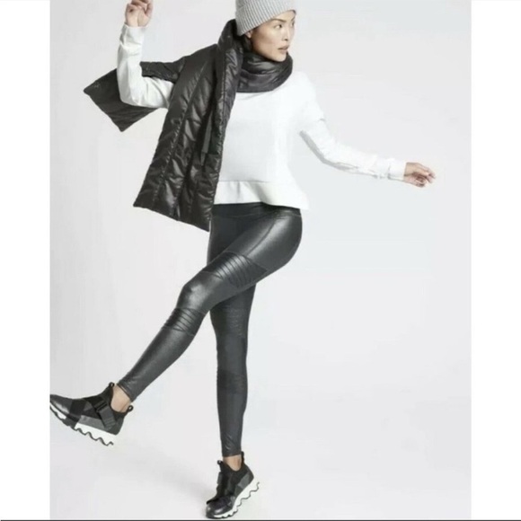 Athleta Inclination Moto Tight Legging Shimmer Metallic High Rise Phone Pockets - Picture 12 of 14